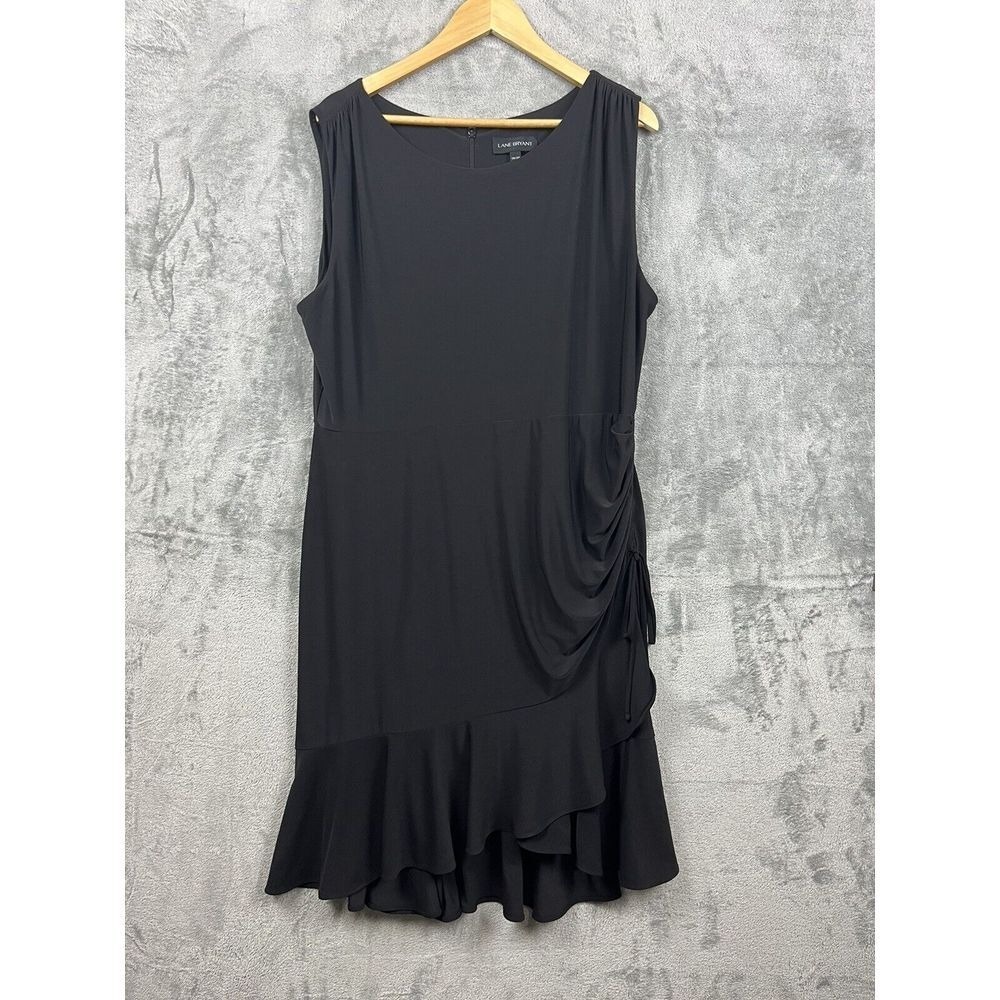 3/$20 Lane Bryant Black Ruched Ruffle Sleeveless Midi Dress Plus Size 18/20